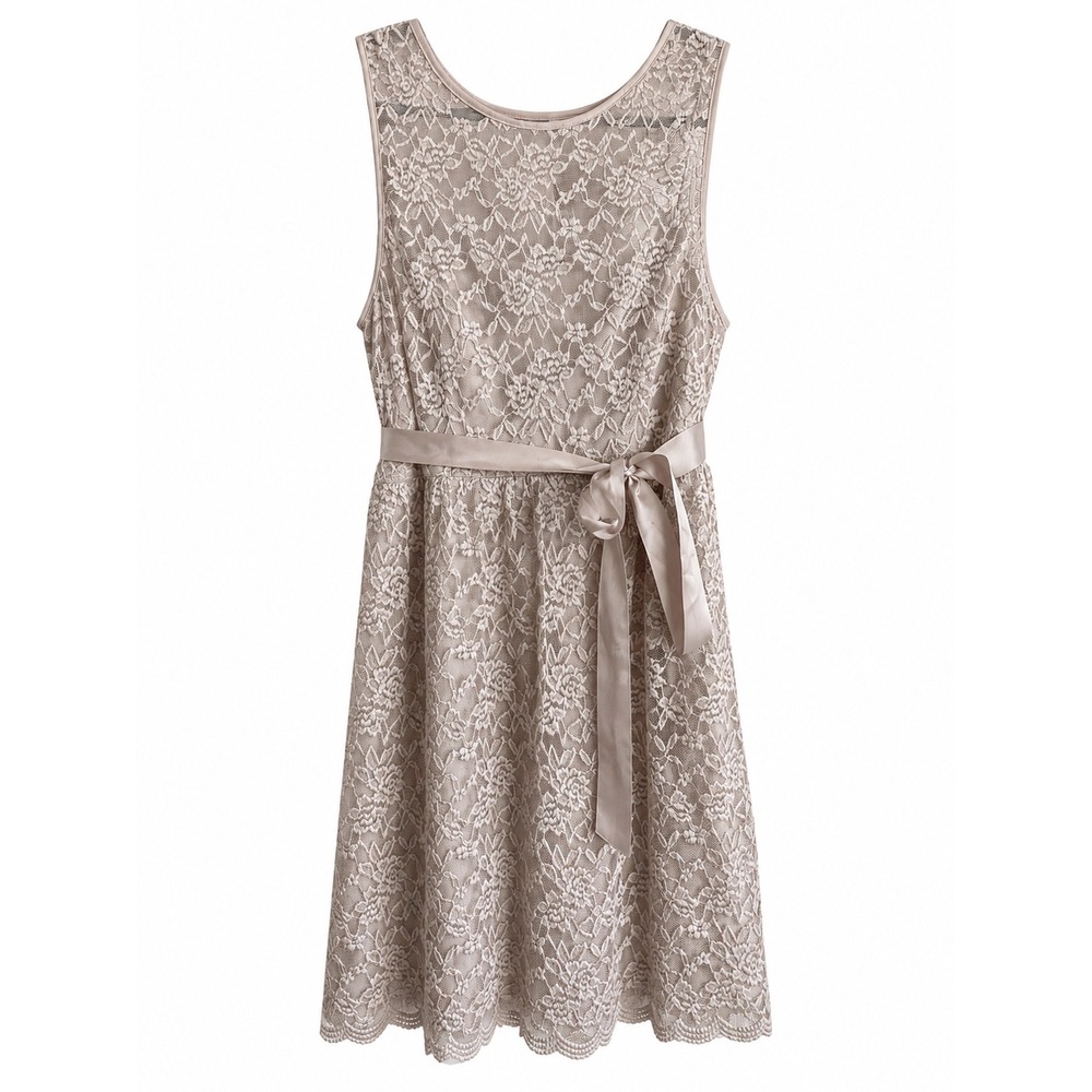 NWT Simply Liliana Oyster Lace Dress Satin Ribbon Belt Size 18 MSRP $100